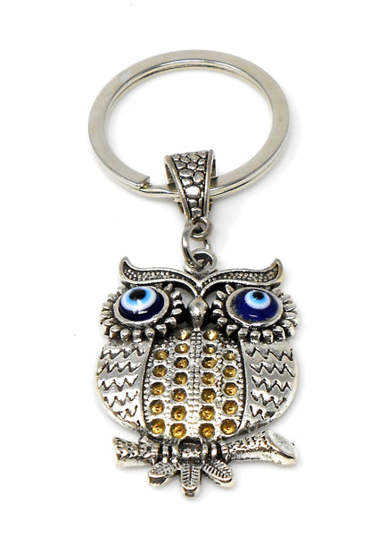 Lucky Owl Evil Eye Protection Key Ring Owl Evil Eye Key Chain for Good Luck Positive Vibes Intuition Power Inner Wisdom & Protection