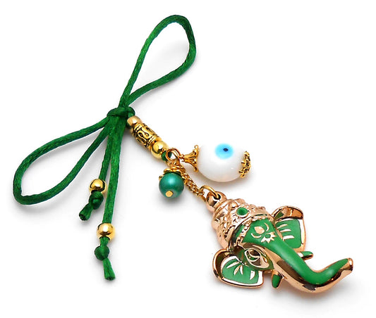 Ganesha | Evil Eye Protection | Car Rearview Mirror Ornament | Good Luck | Happiness | Good Fortune | Success | Prosperity | Spirituality