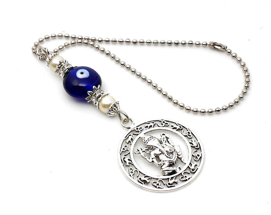 Ganesha | Evil Eye Protection | Car Rearview Mirror Ornament | Good Luck | Happiness | Good Fortune | Success | Prosperity | Spirituality