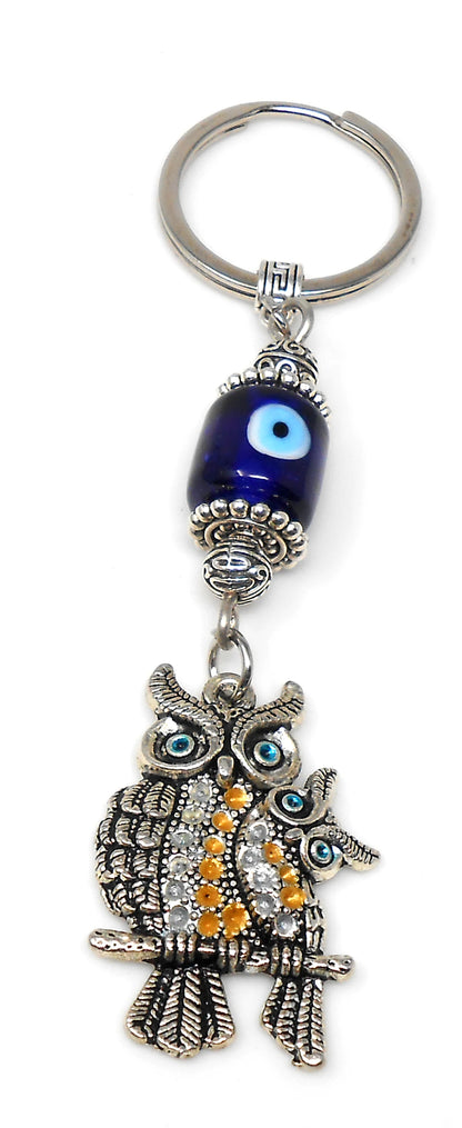 Lucky Owl Evil Eye Protection Key Ring Owl Evil Eye Key Chain for Good Luck Positive Vibes Intuition Power Inner Wisdom & Protection
