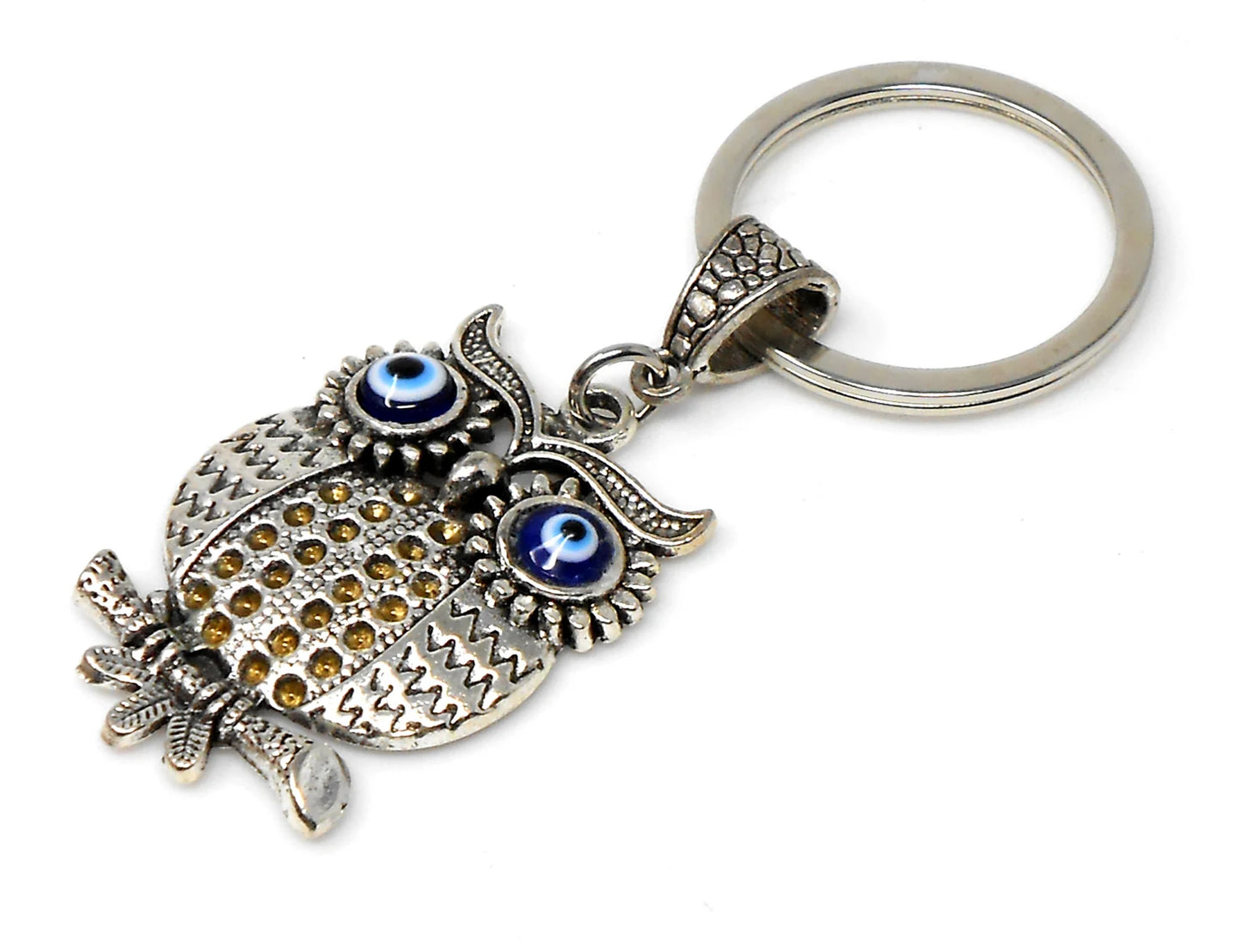 Lucky Owl Evil Eye Protection Key Ring Owl Evil Eye Key Chain for Good Luck Positive Vibes Intuition Power Inner Wisdom & Protection