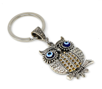 Lucky Owl Evil Eye Protection Key Ring Owl Evil Eye Key Chain for Good Luck Positive Vibes Intuition Power Inner Wisdom & Protection