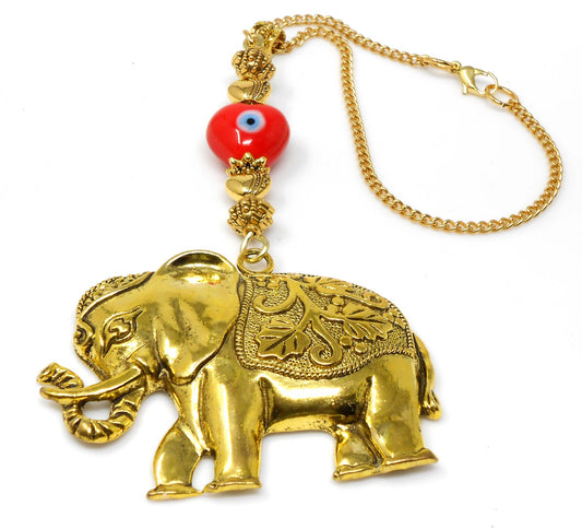 Lucky Elephant Evil Eye Protection Hanging, Lucky UpTrunk Elephant Hanging for Prosperity Wealth Strength & Power, Namaste Gift Good Luck
