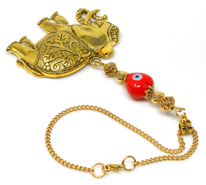 Lucky Elephant Evil Eye Protection Hanging, Lucky UpTrunk Elephant Hanging for Prosperity Wealth Strength & Power, Namaste Gift Good Luck