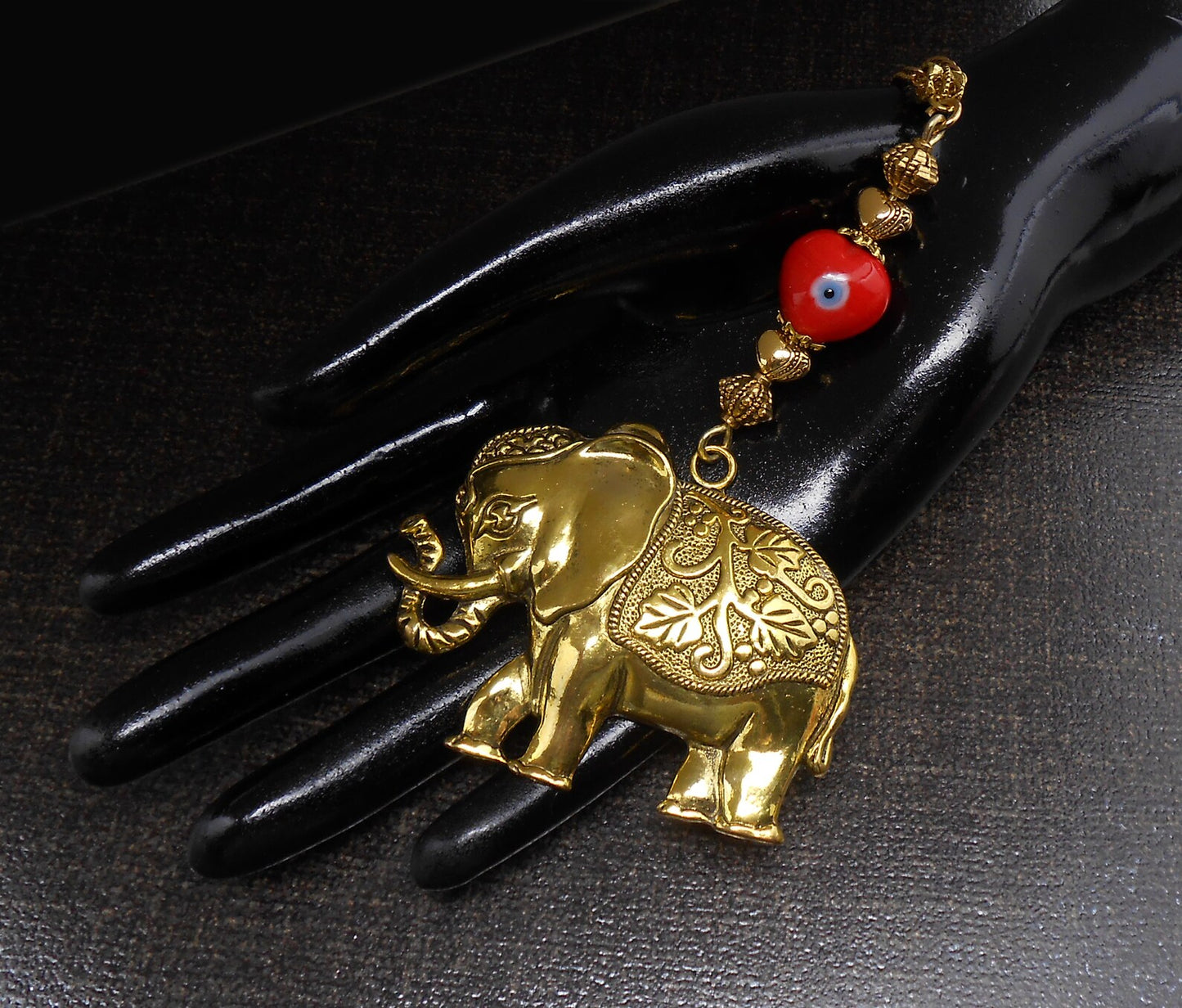 Lucky Elephant Evil Eye Protection Hanging, Lucky UpTrunk Elephant Hanging for Prosperity Wealth Strength & Power, Namaste Gift Good Luck