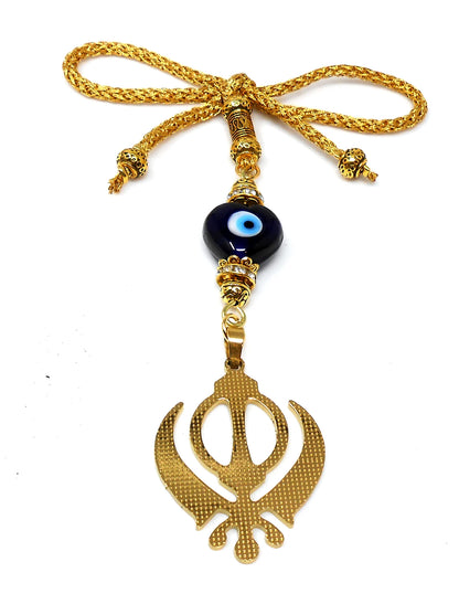 Evil Eye Protection Punjabi Sikh Kaur Khanda Sahib ji (Sikh Faith) Hanging for Car Rear View Mirror-Sikh faith Namaste Gift