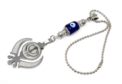 Evil Eye Protection Punjabi Khalsa Sikh Kaur Khanda Sahib ji (Sikh Faith) Key Chain/ Key Ring, Sikh Religious Khanda Key Ring, Namaste Gift
