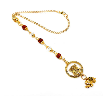 Ganesha | Rudraksha | Crystal |Car Rearview Mirror Ornament | Good Luck | Happiness | Stability | Success | Prosperity