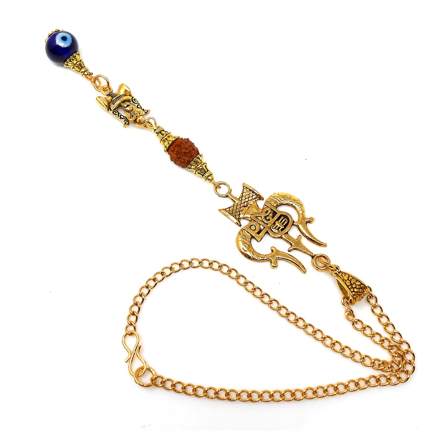 Evil Eye Protection Divine Shiva Trishul Pendant Car Mirror Hanging, Handbag/Backpack Hanging for Good Luck Protection