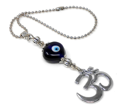 Evil Eye Protection, Divine OM Car Rear View Mirror Ornament-Handbag Hanging for Evil Eye Protection Amulet and Good Luck Protection
