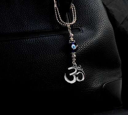 Evil Eye Protection, Divine OM Car Rear View Mirror Ornament-Handbag Hanging for Evil Eye Protection Amulet and Good Luck Protection