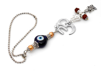 Evil Eye Protection, Divine OM Car Rear View Mirror Ornament-Handbag Hanging for Evil Eye Protection Amulet and Good Luck Protection