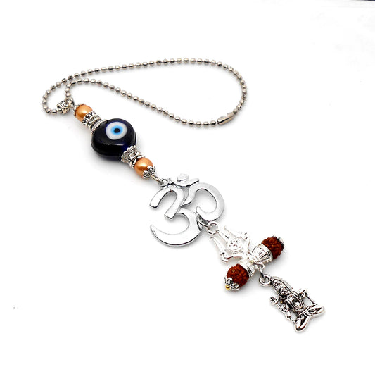 Evil Eye Protection, Divine OM Car Rear View Mirror Ornament-Handbag Hanging for Evil Eye Protection Amulet and Good Luck Protection