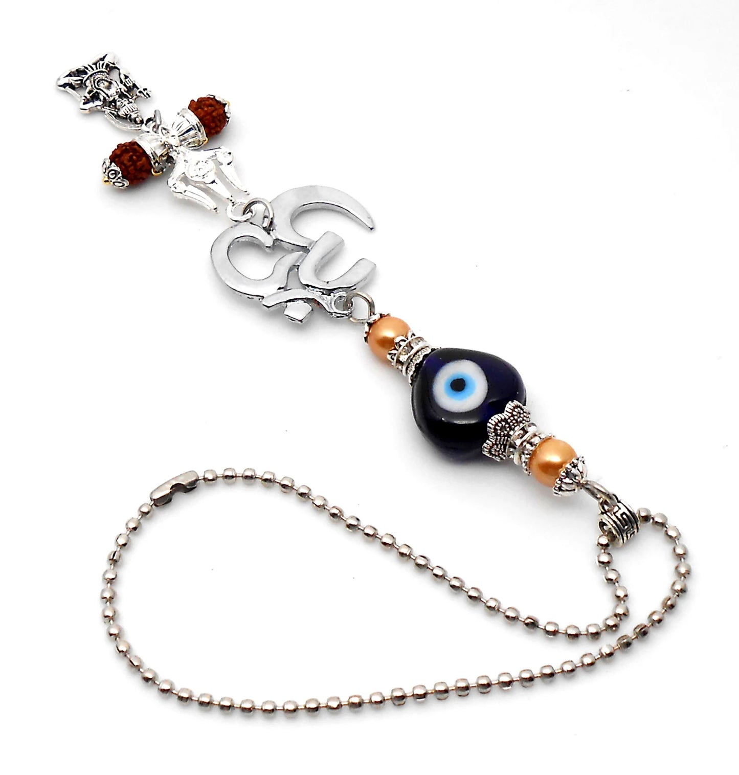 Evil Eye Protection, Divine OM Car Rear View Mirror Ornament-Handbag Hanging for Evil Eye Protection Amulet and Good Luck Protection