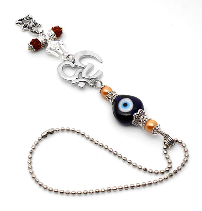 Evil Eye Protection, Divine OM Car Rear View Mirror Ornament-Handbag Hanging for Evil Eye Protection Amulet and Good Luck Protection