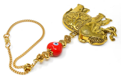 Lucky Elephant Evil Eye Protection Hanging, Lucky UpTrunk Elephant Hanging for Prosperity Wealth Strength & Power, Namaste Gift Good Luck