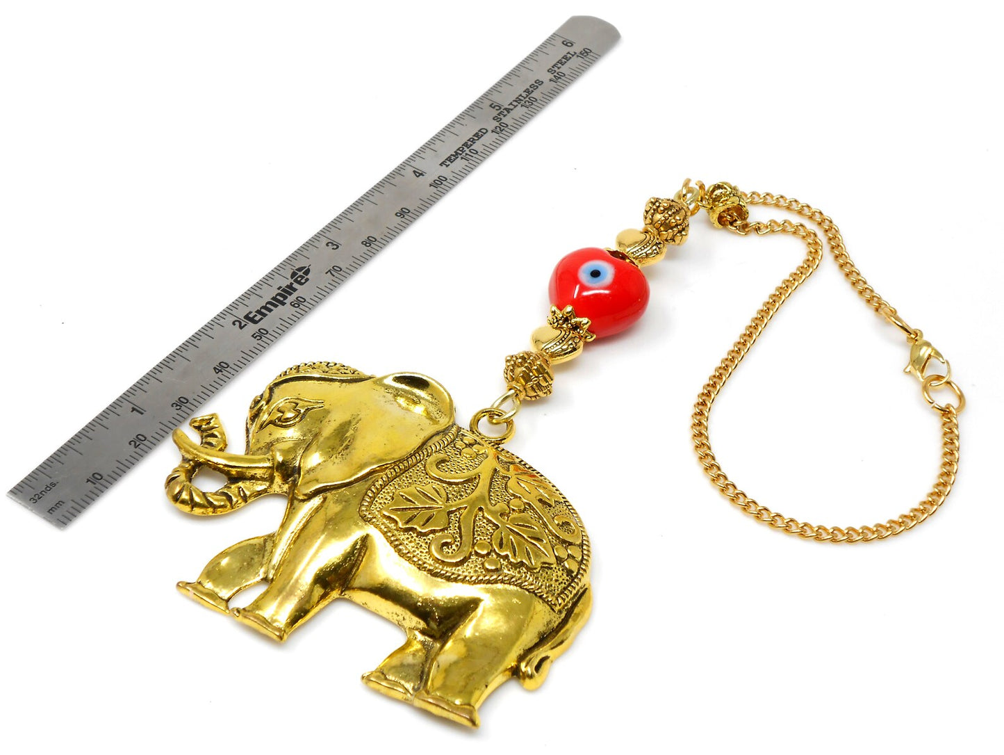Lucky Elephant Evil Eye Protection Hanging, Lucky UpTrunk Elephant Hanging for Prosperity Wealth Strength & Power, Namaste Gift Good Luck