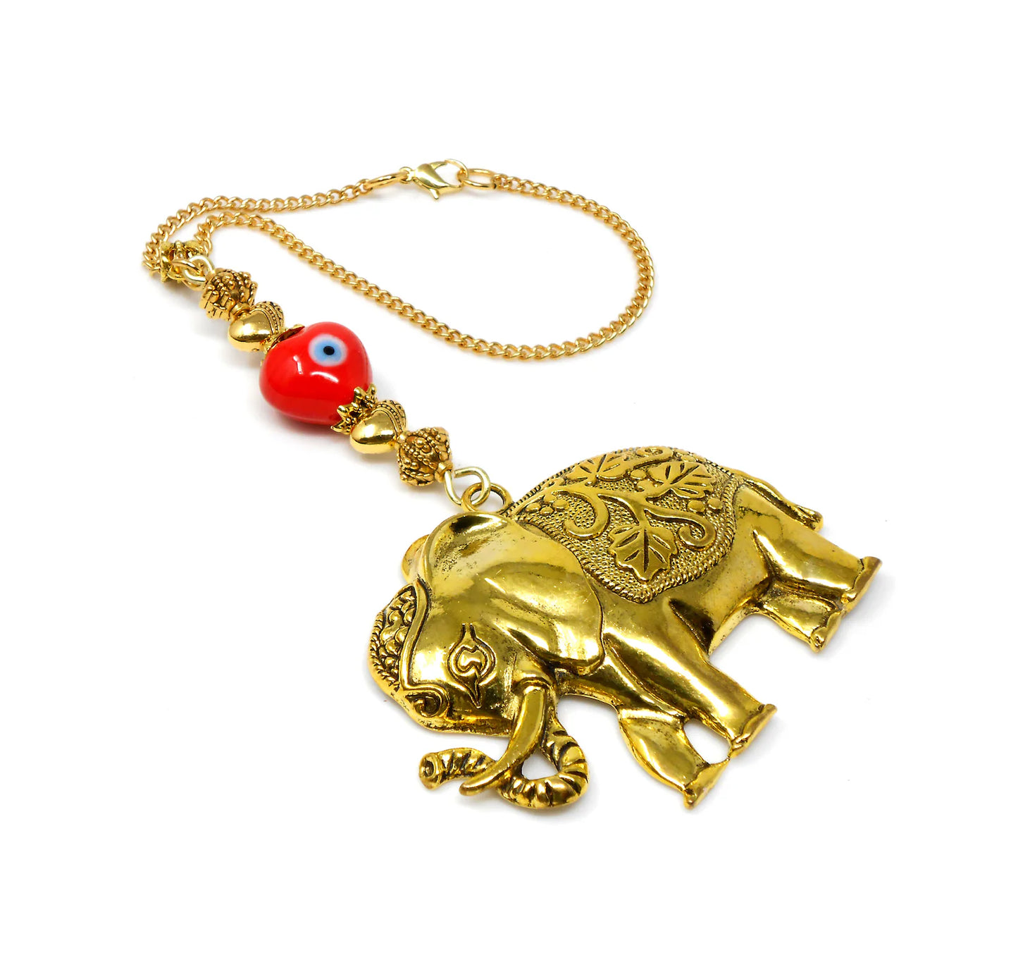 Lucky Elephant Evil Eye Protection Hanging, Lucky UpTrunk Elephant Hanging for Prosperity Wealth Strength & Power, Namaste Gift Good Luck