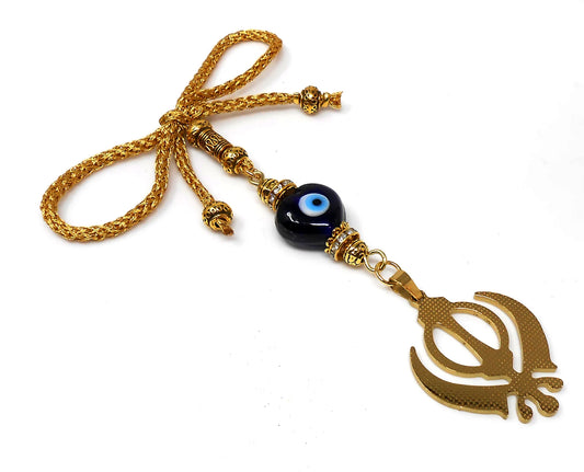 Evil Eye Protection Punjabi Sikh Kaur Khanda Sahib ji (Sikh Faith) Hanging for Car Rear View Mirror-Sikh faith Namaste Gift