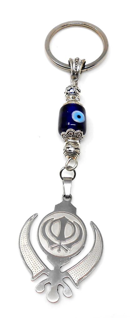Evil Eye Protection Punjabi Khalsa Sikh Kaur Khanda Sahib ji (Sikh Faith) Key Chain/ Key Ring, Sikh Religious Khanda Key Ring, Namaste Gift