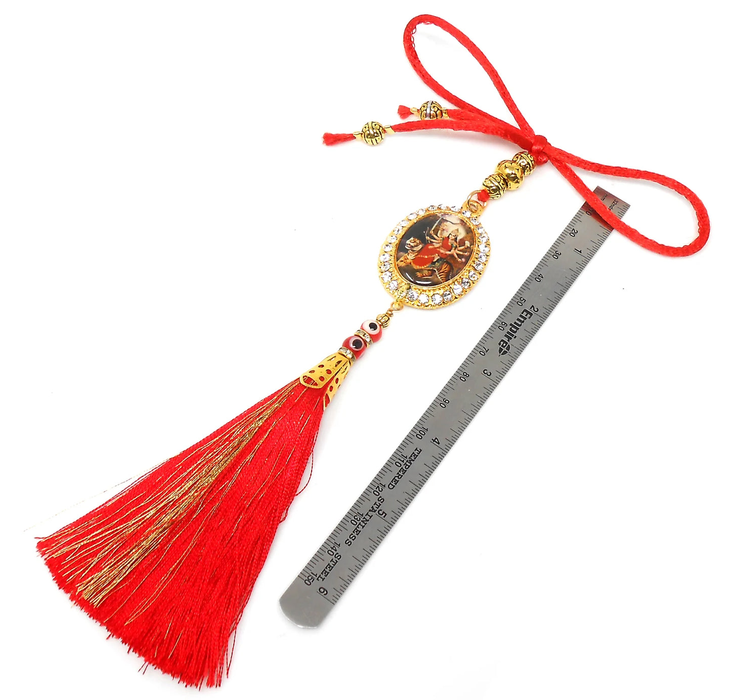 Durga, Maa Durga, Hindu Goddess Car Rear View Mirror Hanging Amulet, Amba Maa Hanging for Home Wall/Door/Car/Bag for Good Luck & Blessings