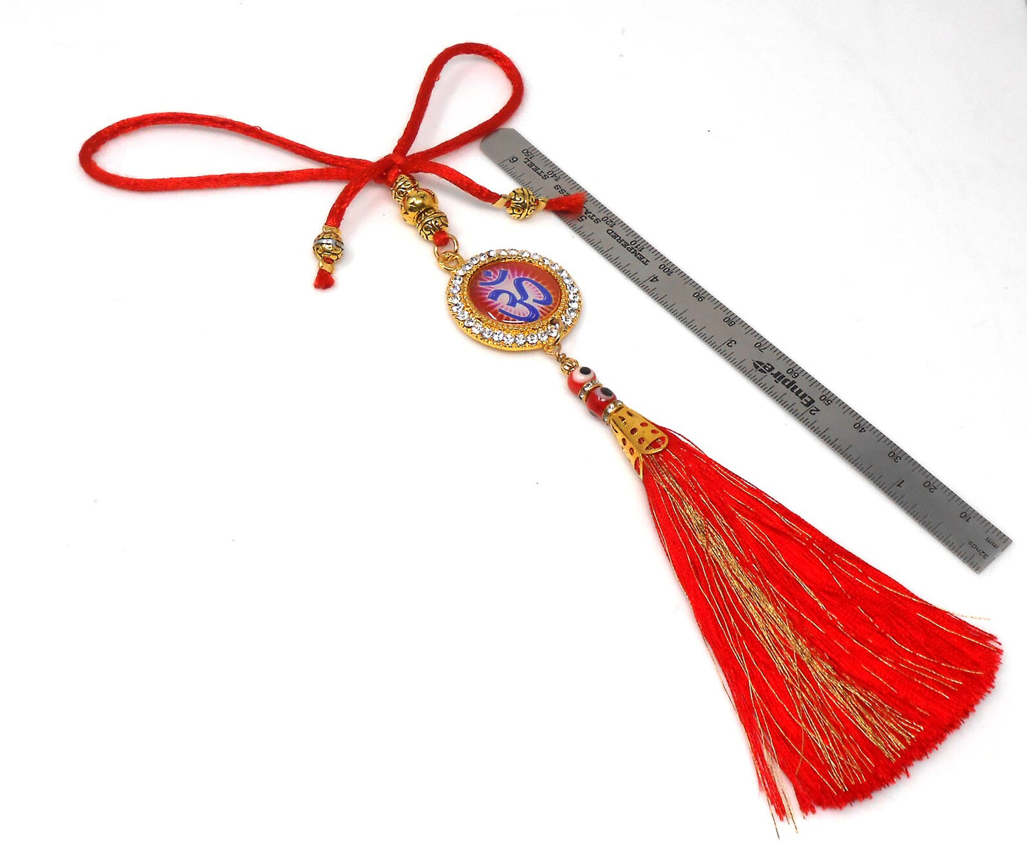 Evil Eye-Evil Eye Protection-Divine OM Evil Eye Protection Car Rear View Mirror Ornament-AUM Handbag Hanging for Good Luck & Good Fortune