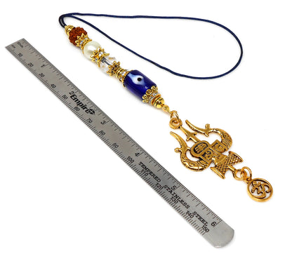 Evil Eye Protection Divine Shiva Trishul Pendant Car Mirror Hanging, Handbag/Backpack Hanging for Good Luck Protection