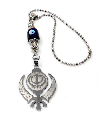 Evil Eye Protection Punjabi Khalsa Sikh Kaur Khanda Sahib ji (Sikh Faith) Key Chain/ Key Ring, Sikh Religious Khanda Key Ring, Namaste Gift
