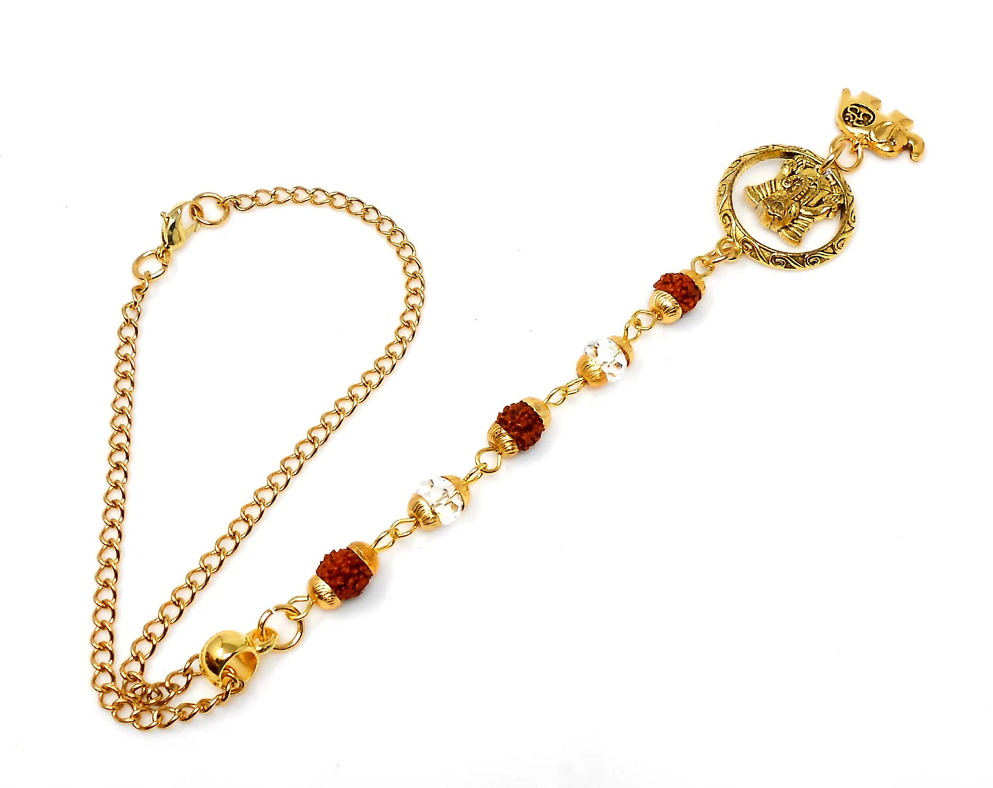 Ganesha | Rudraksha | Crystal |Car Rearview Mirror Ornament | Good Luck | Happiness | Stability | Success | Prosperity