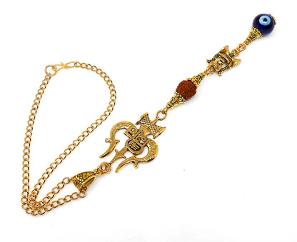 Evil Eye Protection Divine Shiva Trishul Pendant Car Mirror Hanging, Handbag/Backpack Hanging for Good Luck Protection