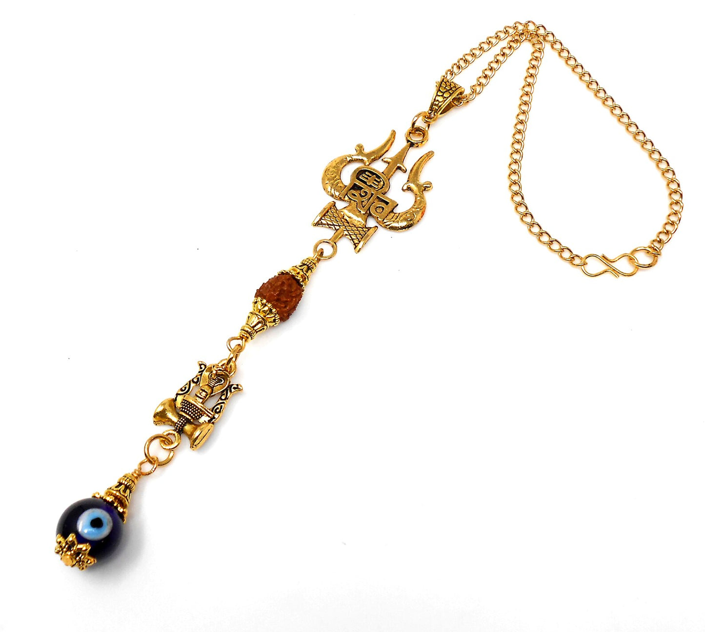 Evil Eye Protection Divine Shiva Trishul Pendant Car Mirror Hanging, Handbag/Backpack Hanging for Good Luck Protection