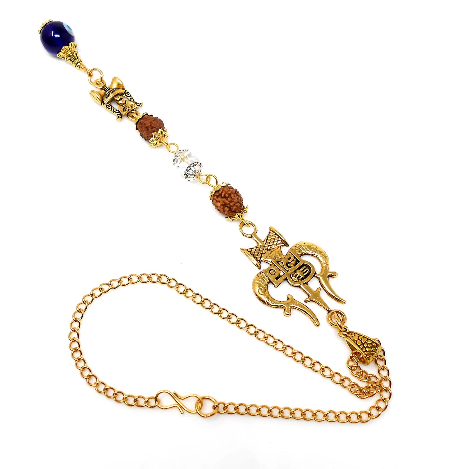 Evil Eye Protection Divine Shiva Trishul Pendant Car Mirror Hanging, Handbag/Backpack Hanging for Good Luck Protection