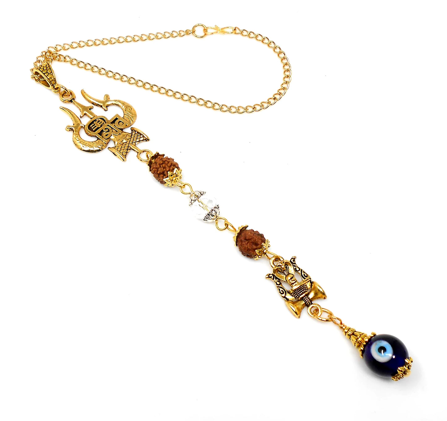 Evil Eye Protection Divine Shiva Trishul Pendant Car Mirror Hanging, Handbag/Backpack Hanging for Good Luck Protection