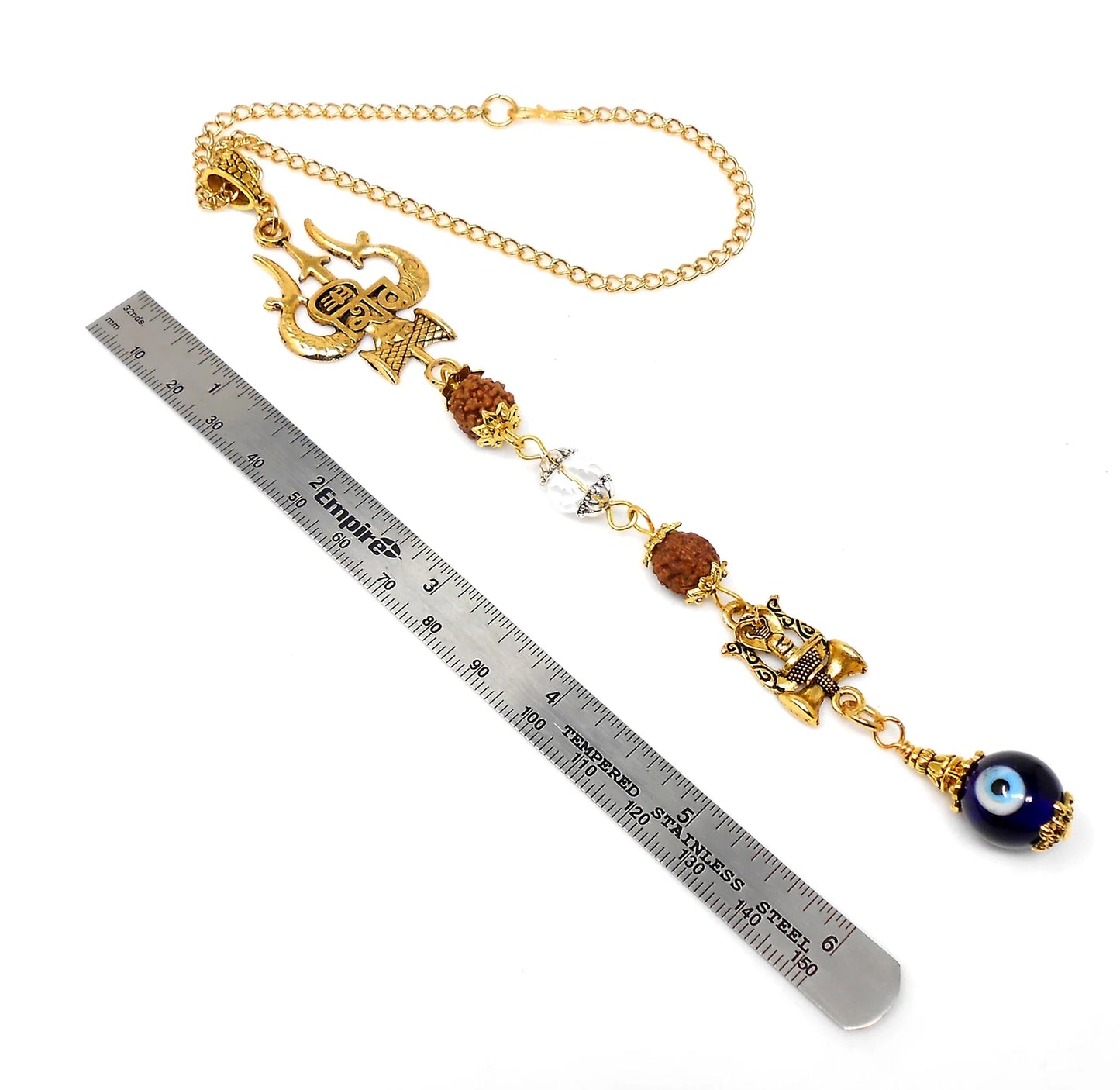 Evil Eye Protection Divine Shiva Trishul Pendant Car Mirror Hanging, Handbag/Backpack Hanging for Good Luck Protection