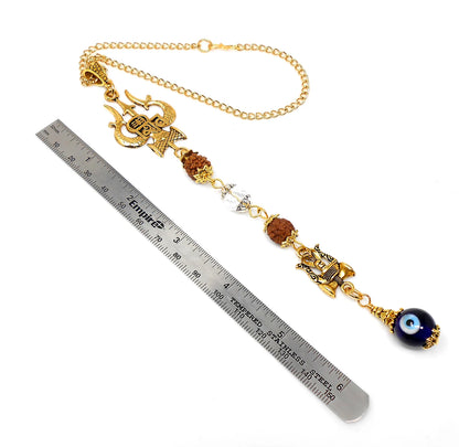 Evil Eye Protection Divine Shiva Trishul Pendant Car Mirror Hanging, Handbag/Backpack Hanging for Good Luck Protection