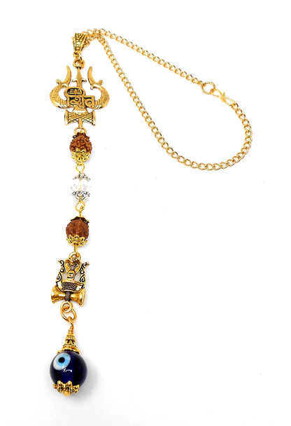 Evil Eye Protection Divine Shiva Trishul Pendant Car Mirror Hanging, Handbag/Backpack Hanging for Good Luck Protection