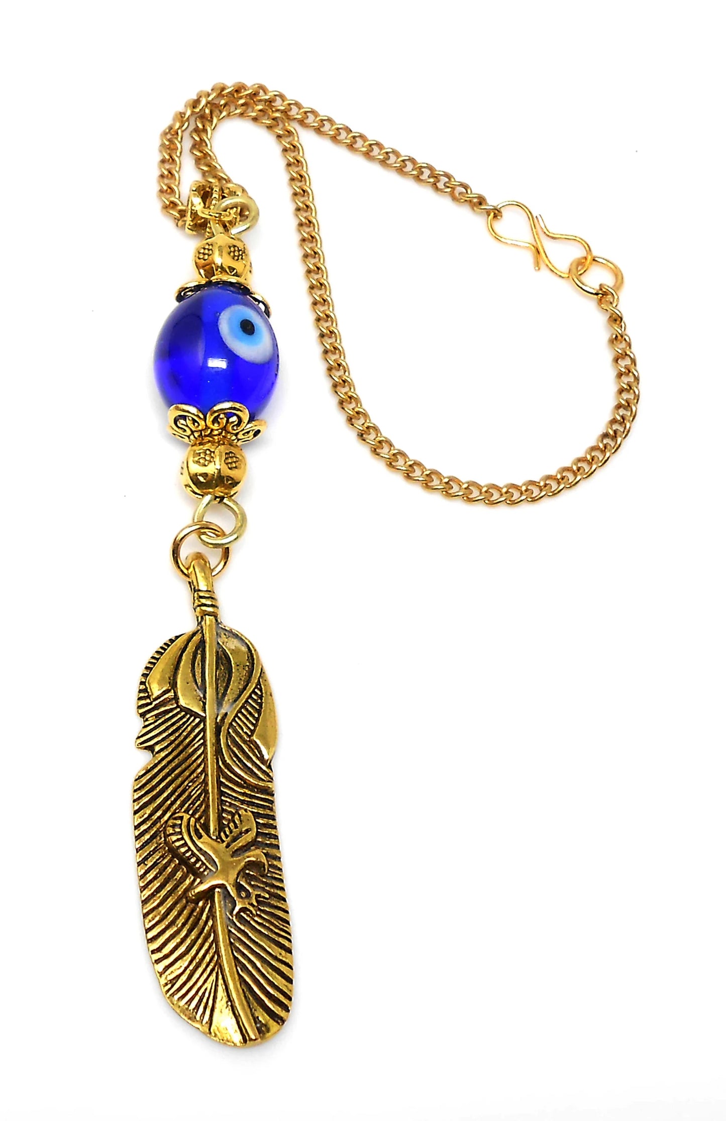 Angel Wing Feather | Evil Eye Protection | Feather Car Rear View Mirror Dangler/Hanging Ornament | Good Luck Positive Vibes | New Car Gift