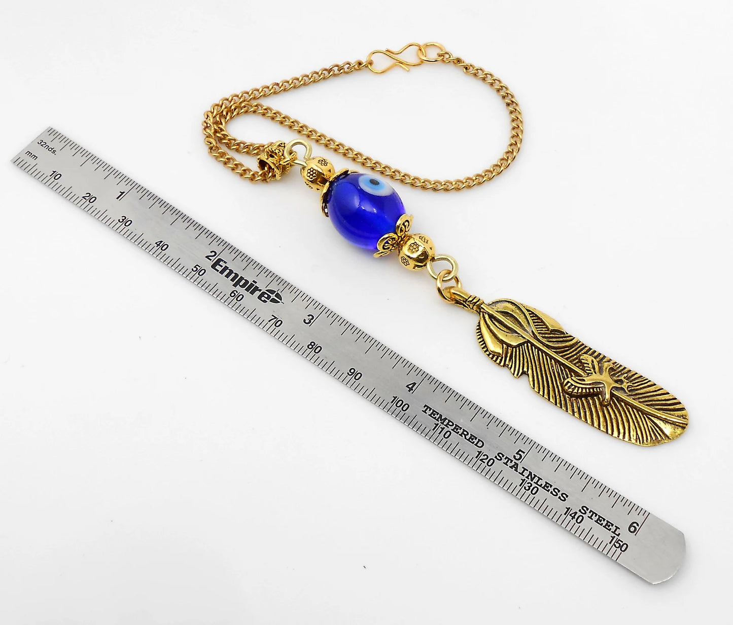 Angel Wing Feather | Evil Eye Protection | Feather Car Rear View Mirror Dangler/Hanging Ornament | Good Luck Positive Vibes | New Car Gift