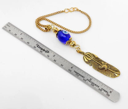 Angel Wing Feather | Evil Eye Protection | Feather Car Rear View Mirror Dangler/Hanging Ornament | Good Luck Positive Vibes | New Car Gift