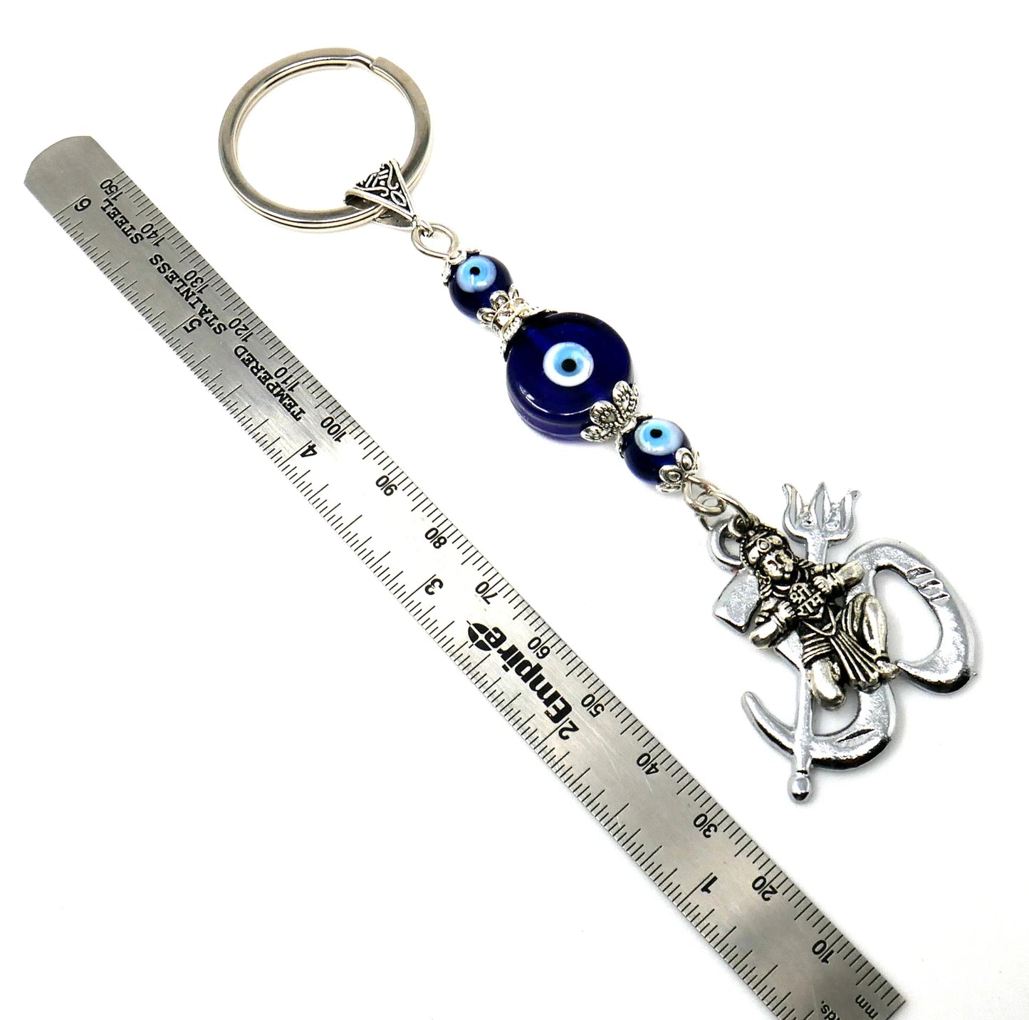 Jai Sri Ram Lord Shiva Hanuman Ji, Evil Eye Protection Rare to Find Sri Ram Hanuman Ji Key Ring/ Car Mirror Hanging for Good Luck Protection