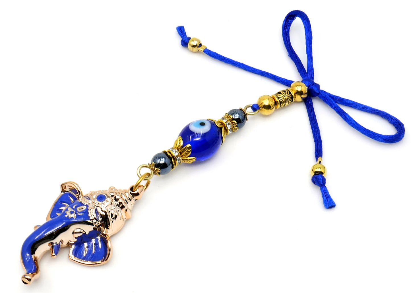 Ganesha | Evil Eye Protection | Car Rearview Mirror Ornament | Good Luck | Happiness | Good Fortune & Prosperity | Success in Study