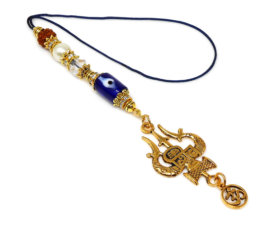 Evil Eye Protection Divine Shiva Trishul Pendant Car Mirror Hanging, Handbag/Backpack Hanging for Good Luck Protection