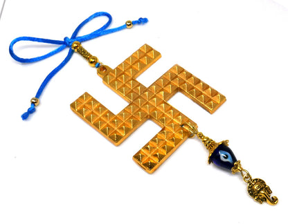 Traditional Indian Auspicious Symbol Swastik Hanging for Good Luck | Evil Eye Protection| Car Mirror Ornament | Transmute Negative Engeries