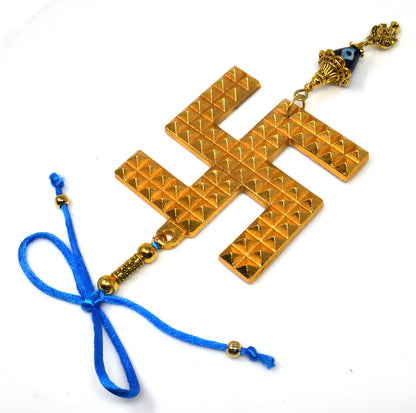 Traditional Indian Auspicious Symbol Swastik Hanging for Good Luck | Evil Eye Protection| Car Mirror Ornament | Transmute Negative Engeries