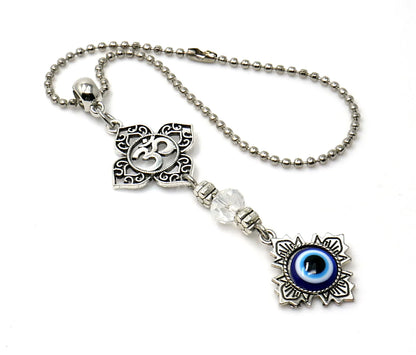 Evil Eye Protection Divine OM Car Charm, Car Rear View Mirror Ornament, Handbag/Purse Hanging for Evil Eye Protection, Good Luck Protection