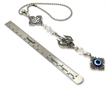 Evil Eye Protection Divine OM Car Charm, Car Rear View Mirror Ornament, Handbag/Purse Hanging for Evil Eye Protection, Good Luck Protection