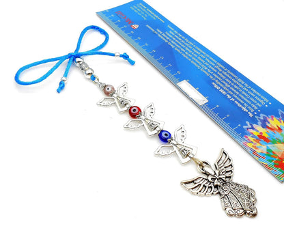 Evil Eye Protection, Cute Guardian Angel & Silk Thread Tassel Car Rear View Mirror Hanging-Bagpack/Purse Charm- New Car Gift