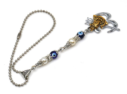 Lord Shiva OM Pendant Evil Eye Protection Car Mirror Hanging-Mahadev And OM Traditional Designed Hanging-Spiritual Gift for Your Loved One