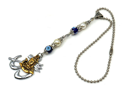 Lord Shiva OM Pendant Evil Eye Protection Car Mirror Hanging-Mahadev And OM Traditional Designed Hanging-Spiritual Gift for Your Loved One