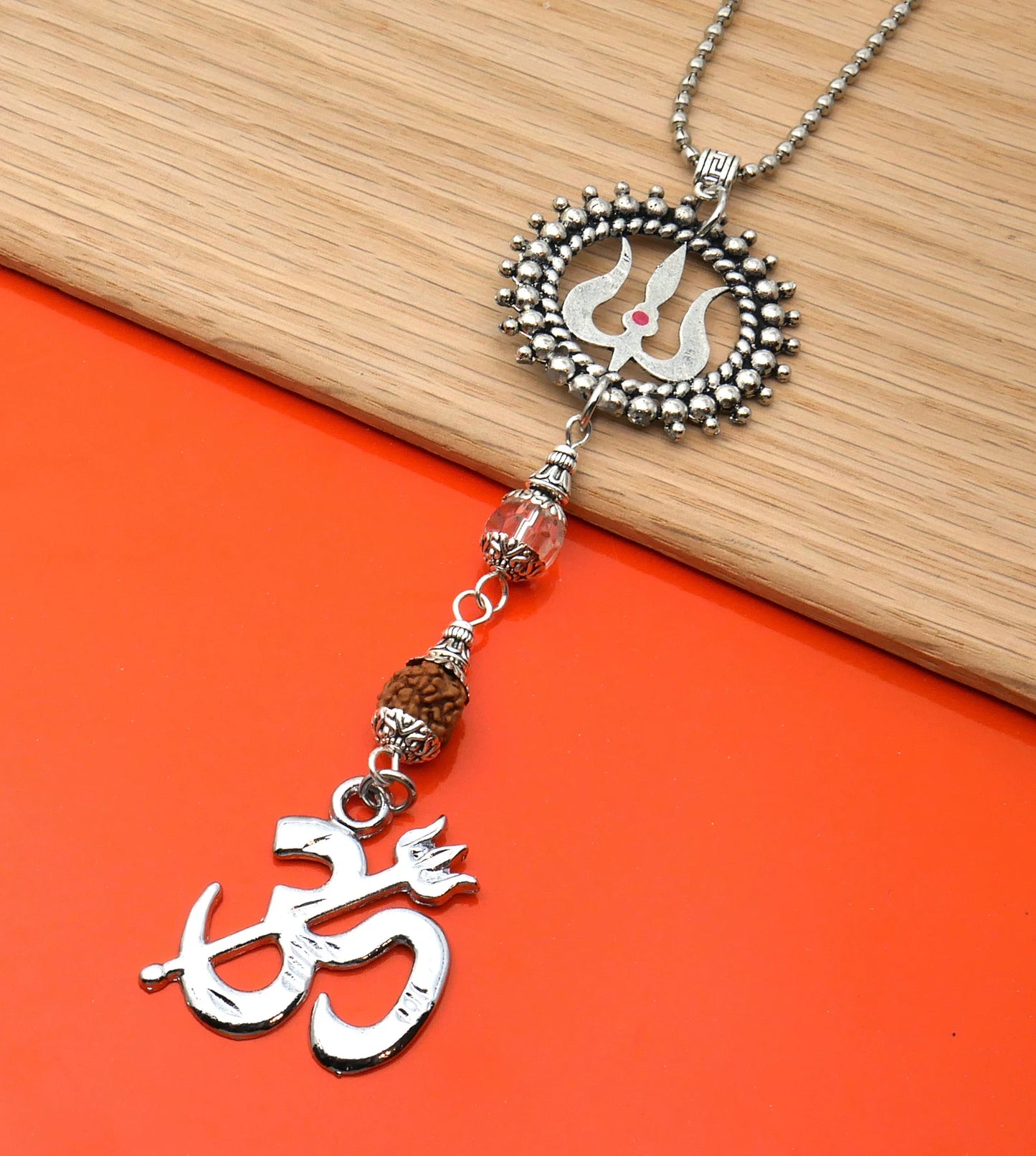 Evil Eye Protection Divine OM & Shiva Trishul Pendant Key Ring/Key Chain for Positive Vibes, Happiness, Good Fortune, Good Luck, Prosperity